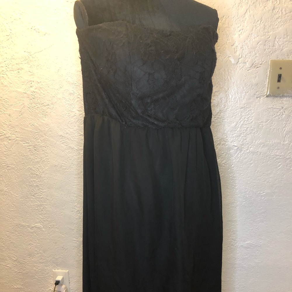Black Strapless Hi/Low Dress